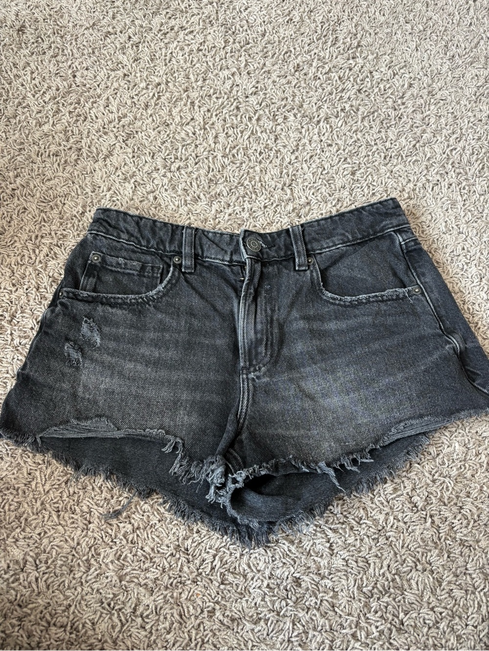 Garage Black Washed Distressed Cutoff Denim Shorts